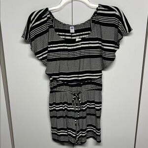 Black and White Striped Summer  Romper